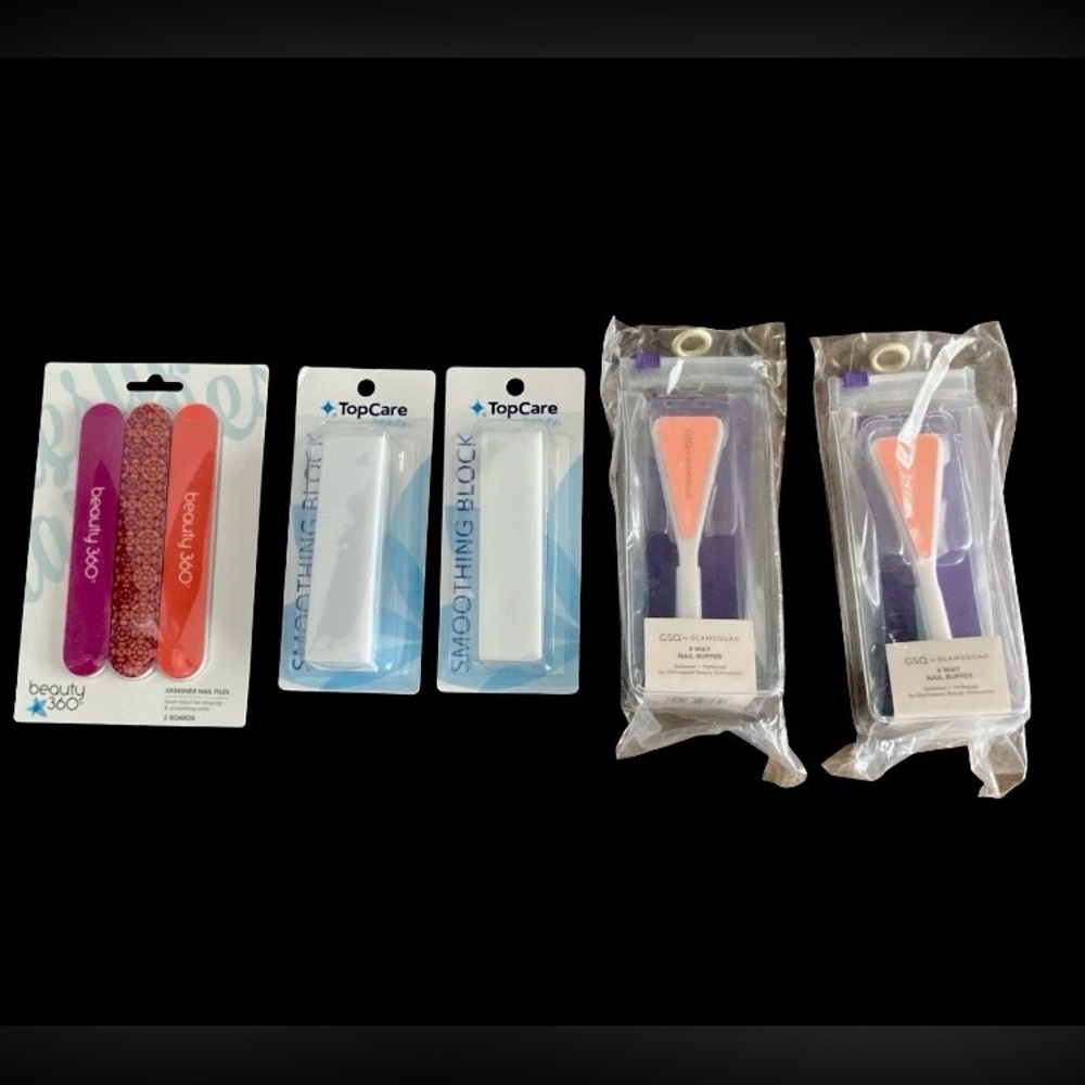 Top Care Smooth Block Beauty 360 Files Boards GSQ 4 Way Buffer Nails 5 Pk SEALED
